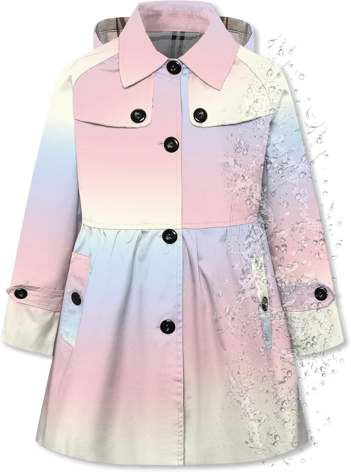 Betusline Girl's Rain Jackets Lightweight Waterproof Hooded Coat