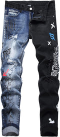 Baylvn Men's Slim Fit Patchwork Jeans for Trendy Casual Look