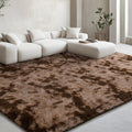 EVOIONOS Tie-Dyed Coffee Shag Area Rug 5x8 - Washable Plush Comfort