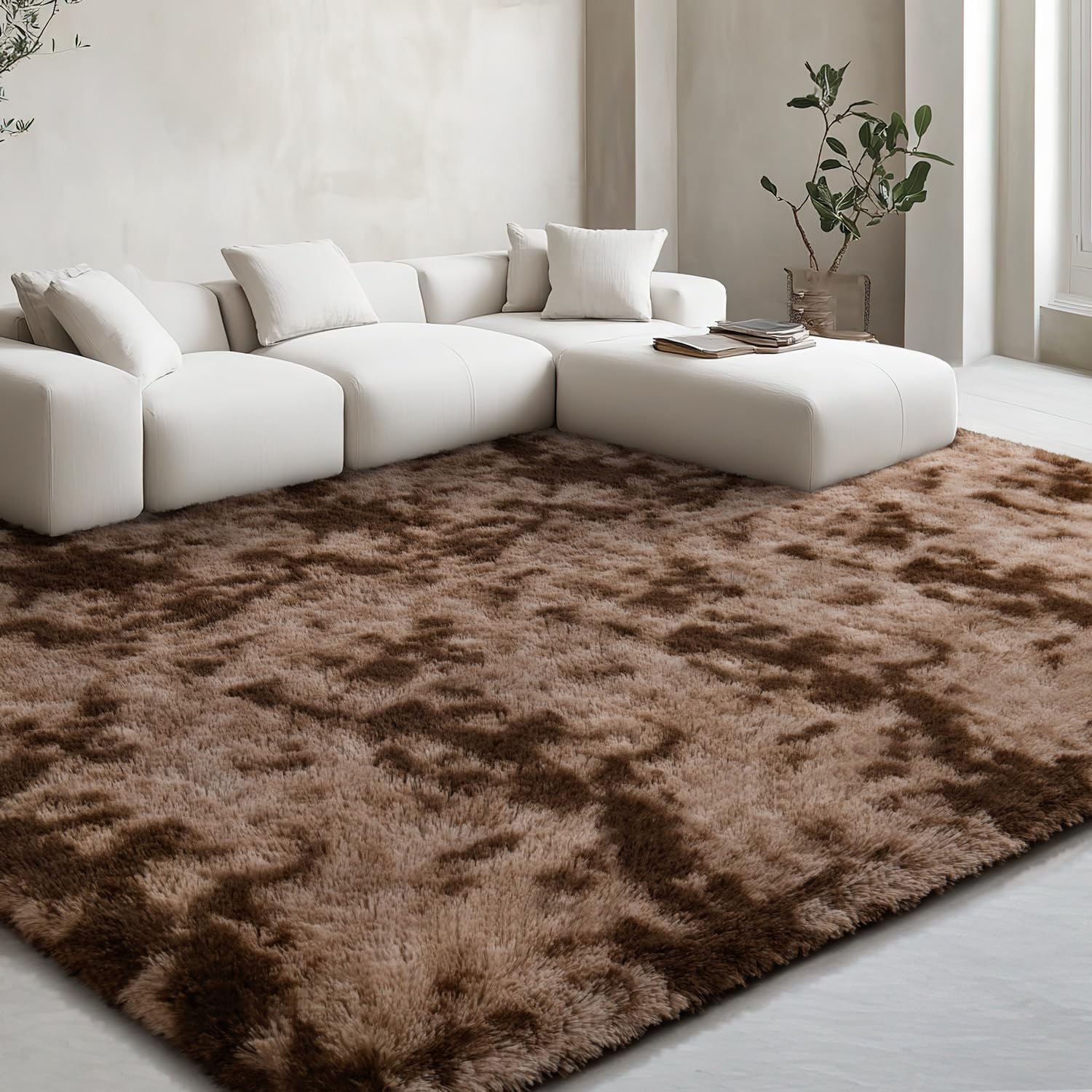 EVOIONOS 5x8 Fluffy Shag Area Rug for Living Room and Bedroom