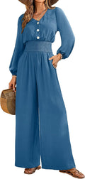 Womens Jumpsuits Long Sleeve V Neck Dressy Casual - High (Style S9SL)
