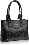 Large Western Tote Bag for Women - Embossed Flower Concho Design