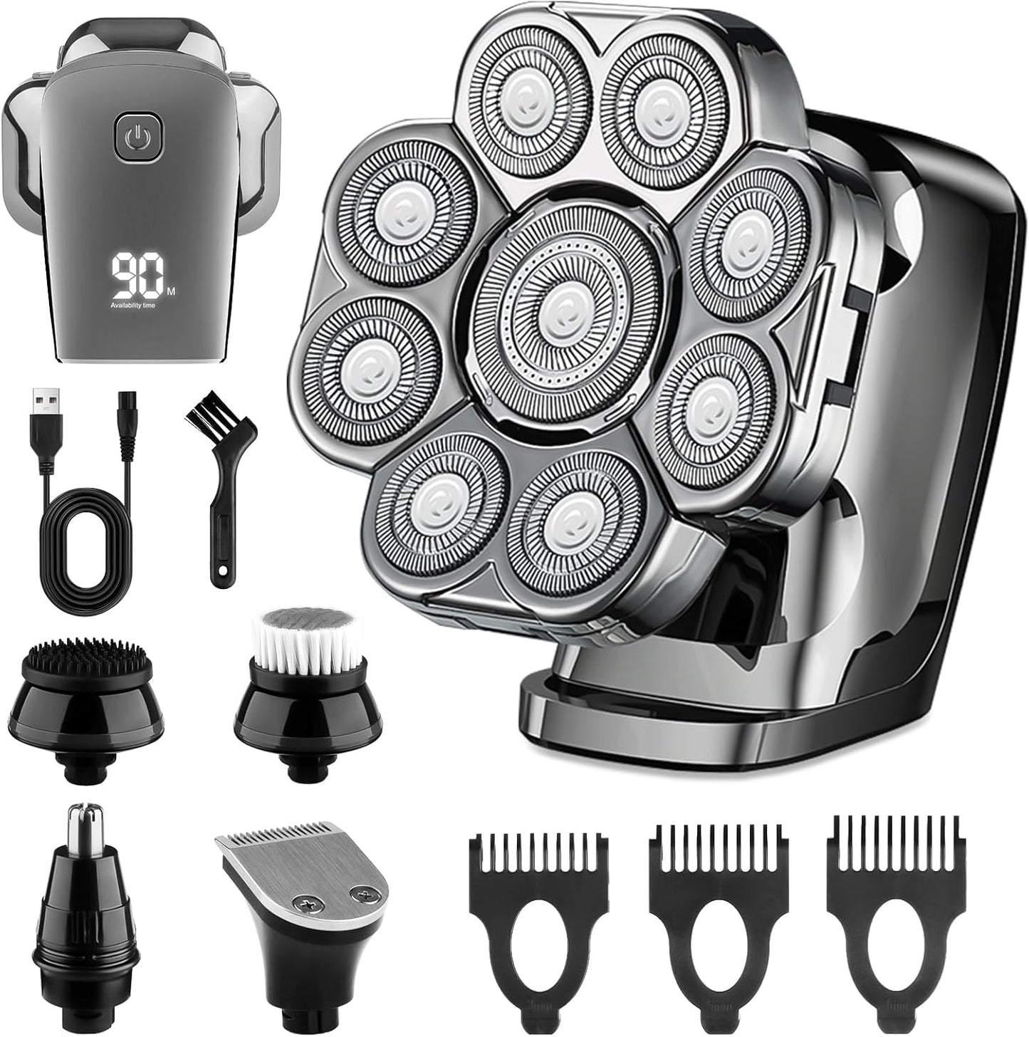 9D Electric Head Shaver for Bald Men with LED Display & More