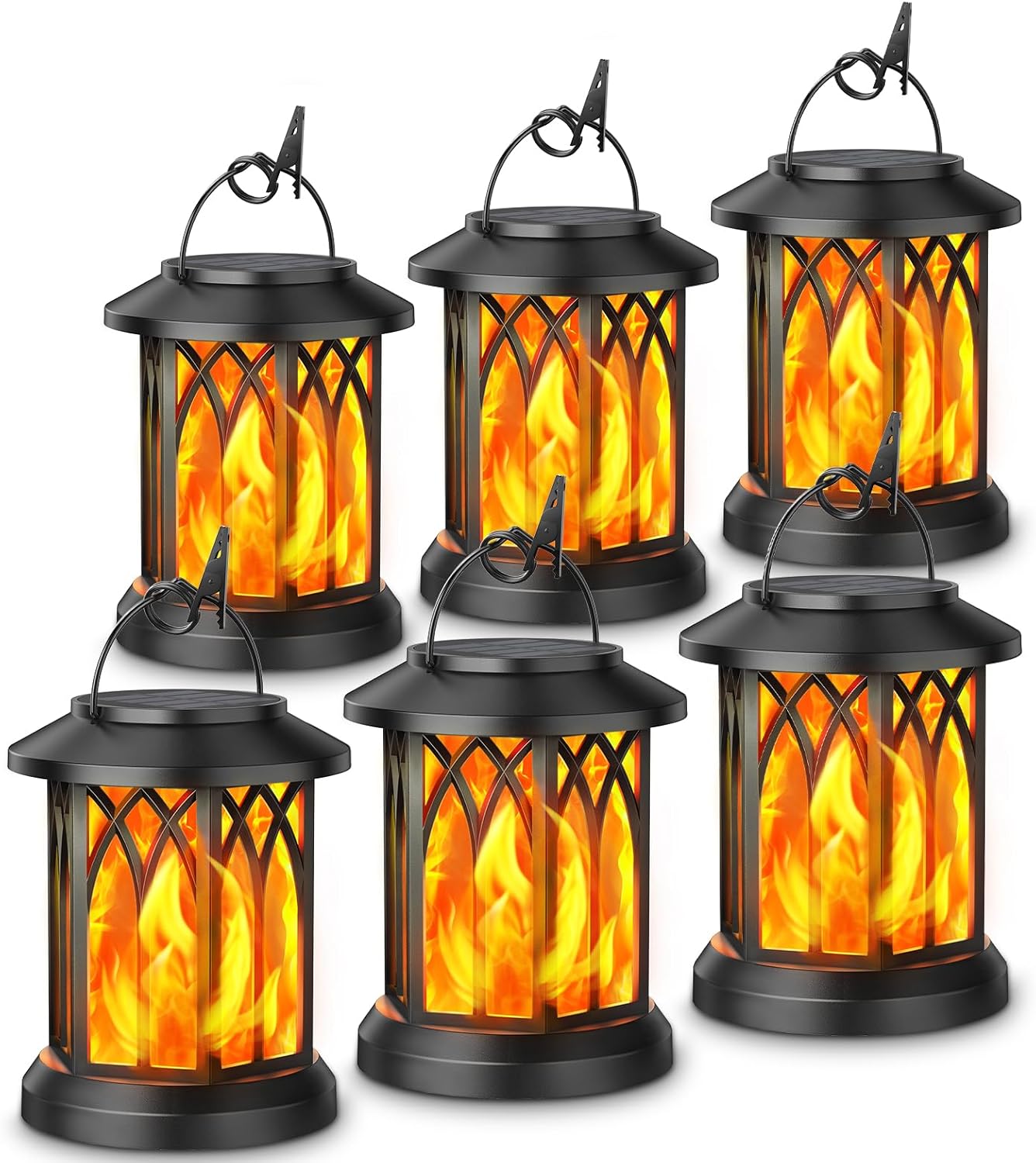 KOOPER Solar Lanterns Outdoor Lights with Flickering Flame Design