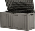 80-Gallon Taupe Resin Outdoor Storage Box - Lockable Weatherproof