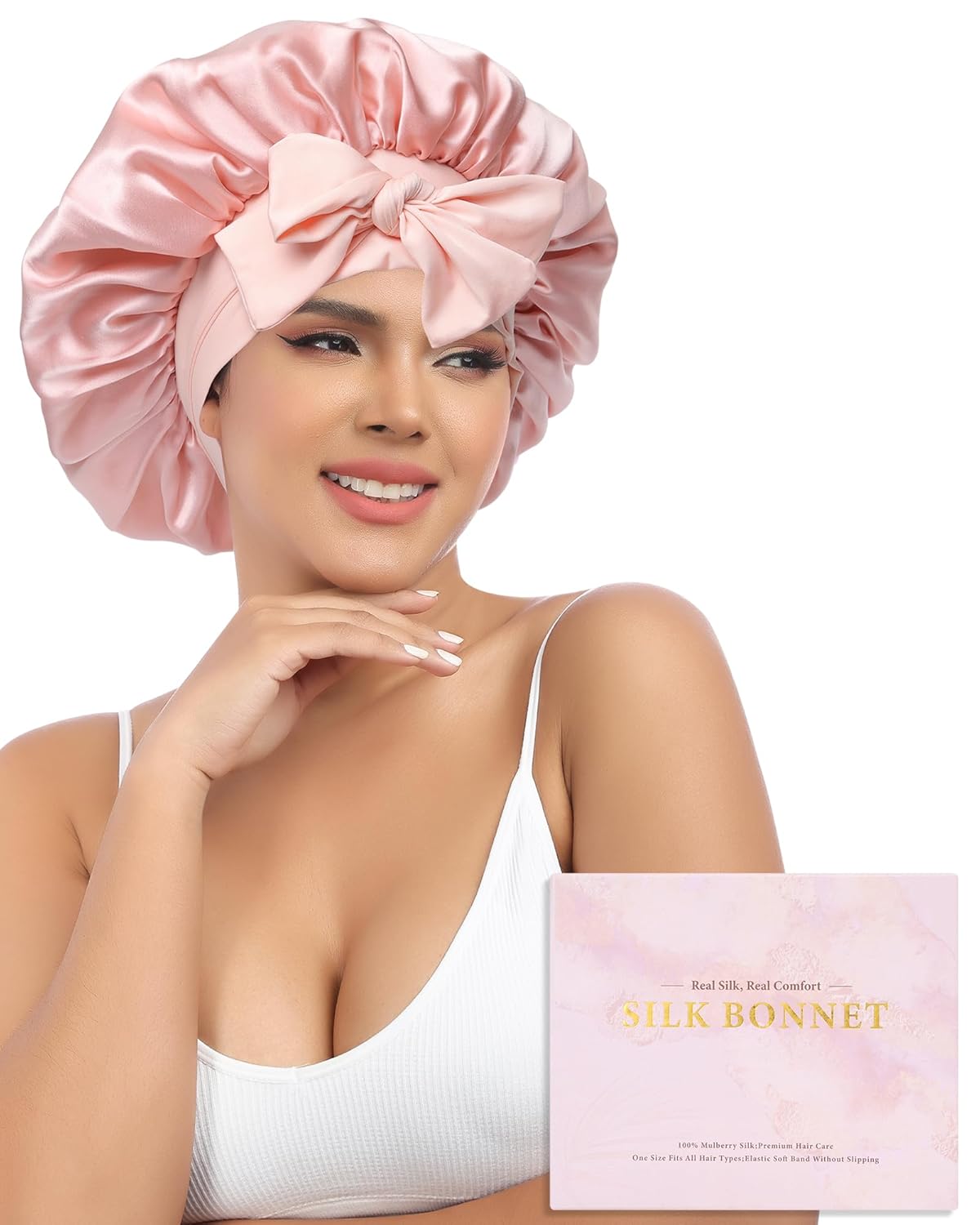 AWAYTR Silk Bonnet for Sleeping Women - 100% Mulberry Silk