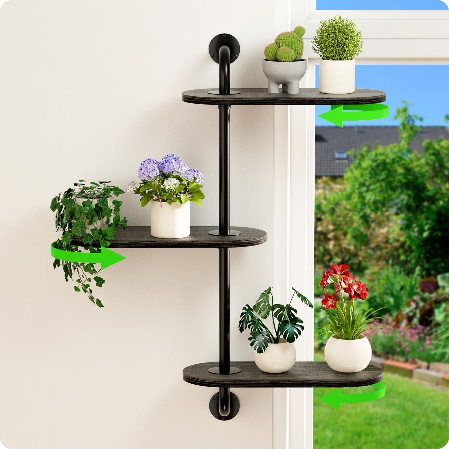 Rotating Window Plant Shelves 3-Tier for Indoor Home Decor