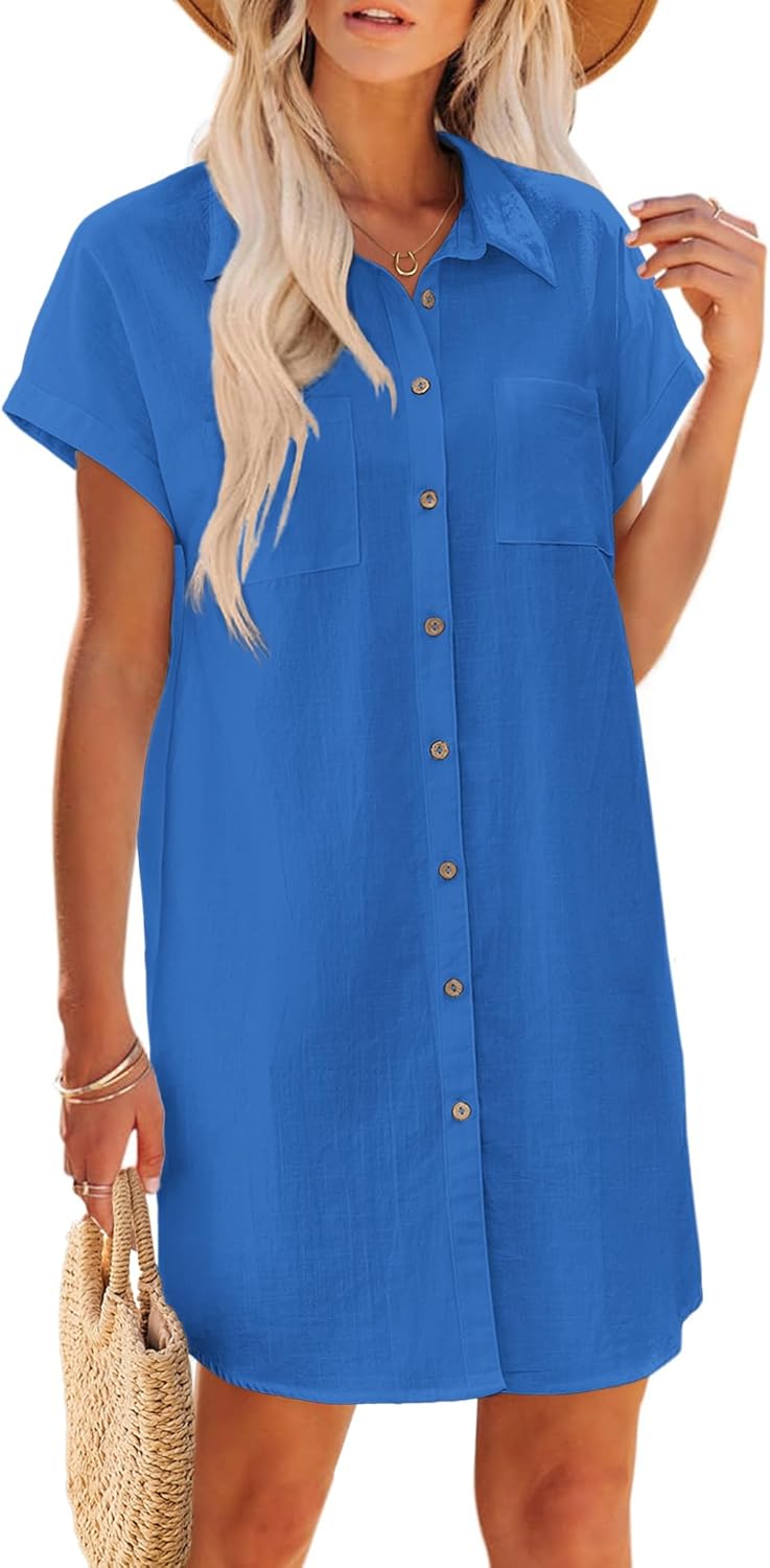 Zeagoo Women's Summer Dress 2025 Casual Flowy V Neck Mini Dress