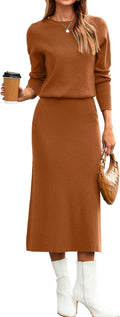 Glamaker Womens 2 Piece Skirt Sets Fall Long Sleeve Sweater Dress