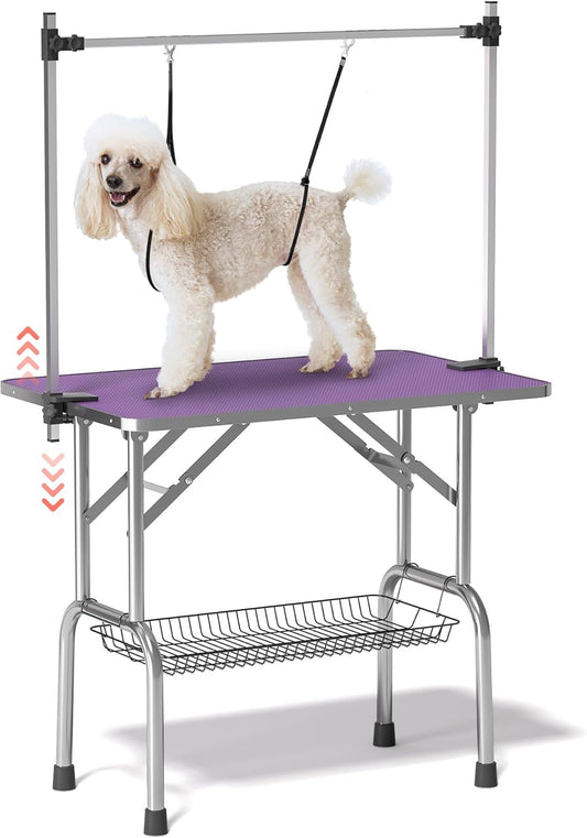 Adjustable Dog Grooming Table for Large Pets with Arms