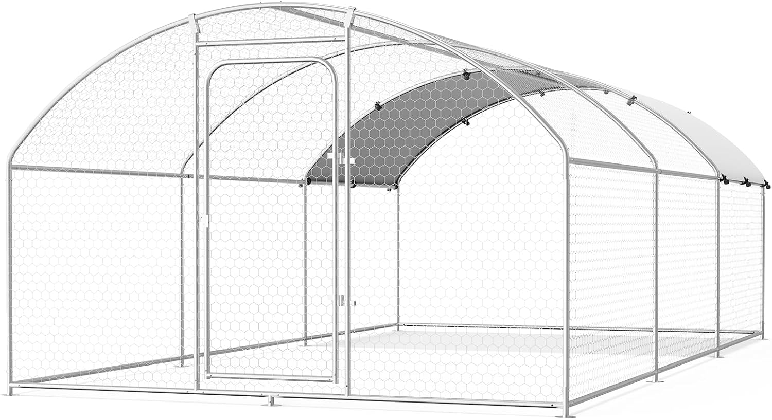 Large Metal Chicken Coop with Anti-UV Cover for Outdoor Use