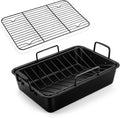 TeamFar Roasting Pan 16 in Set - Deep Nonstick Roasting & Baking (Set