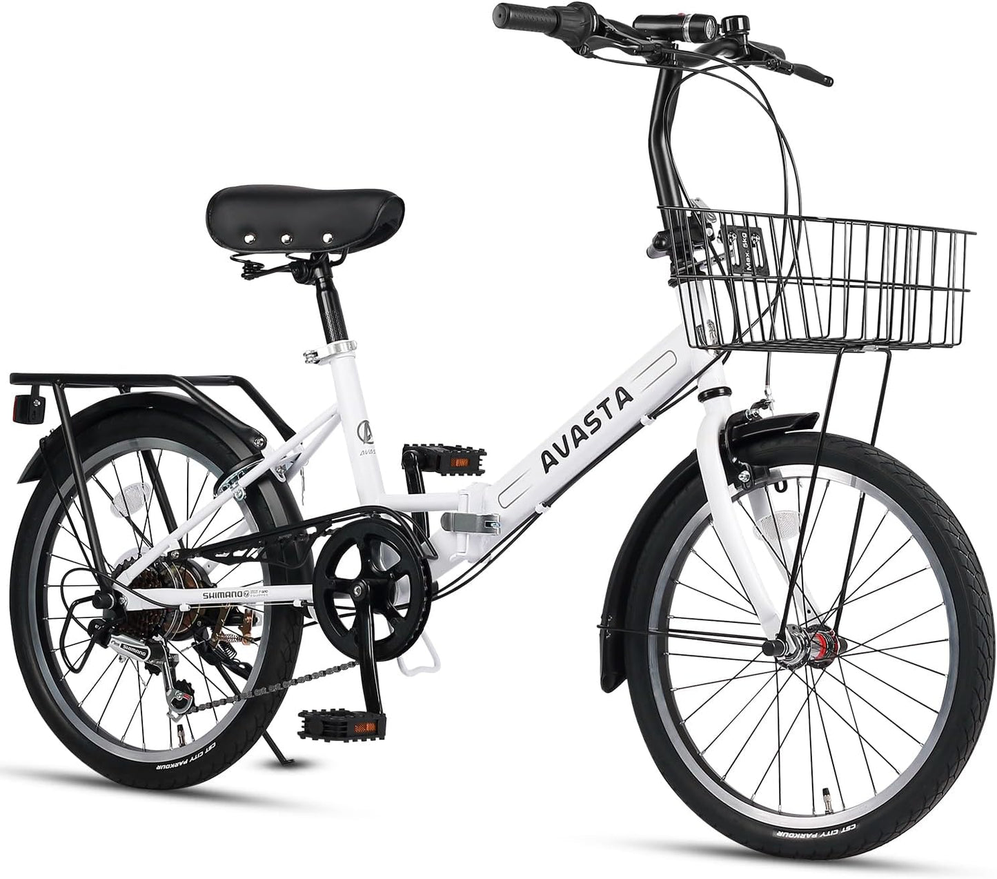 AVASTA Quartet 20 Inch Folding Bike with 7-Speed and Accessories