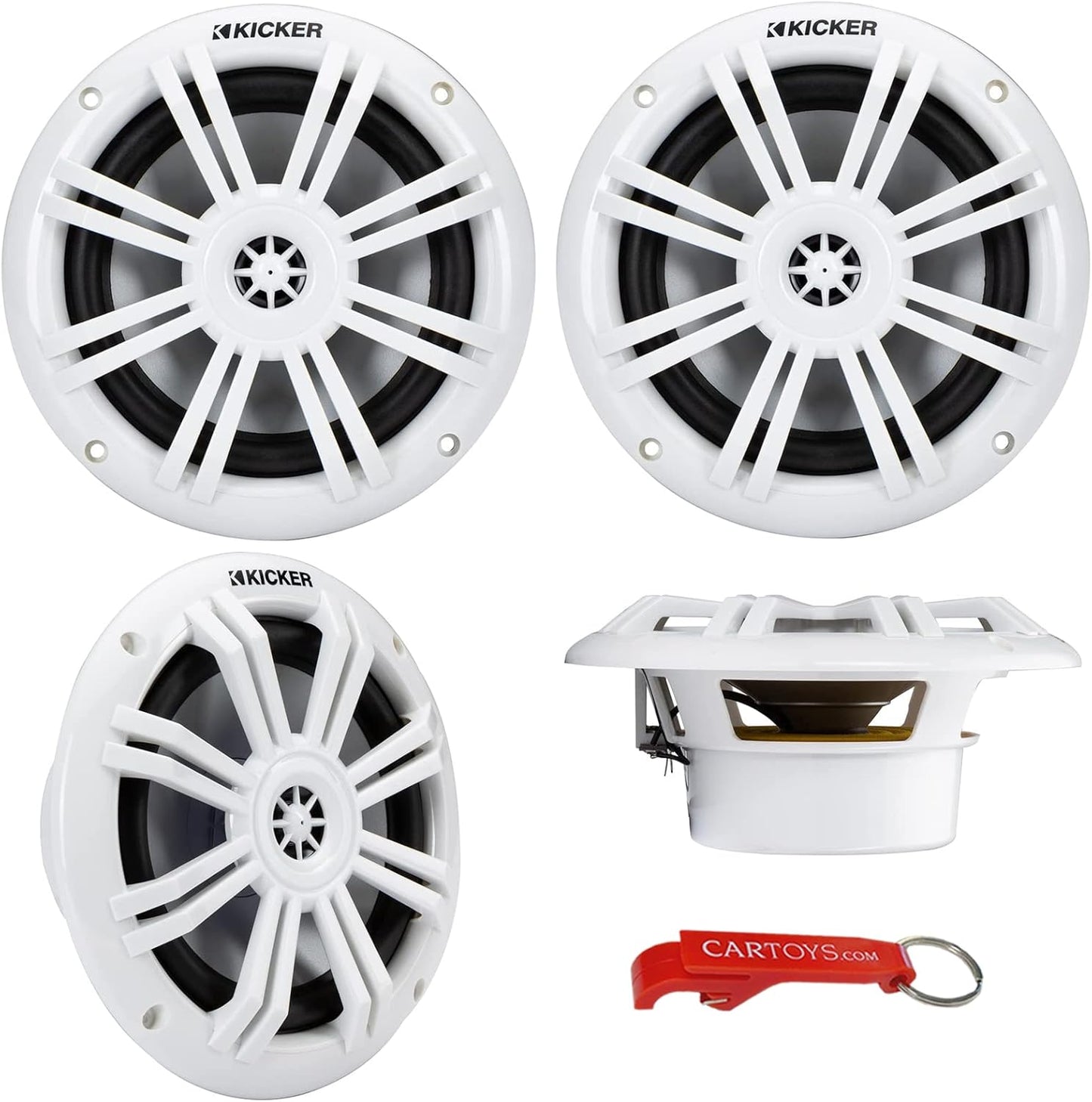 KICKER KM604W 150W 6 Marine Speakers 4-Pack: Salt-Protected, UV Resistant, Fade-Proof White
