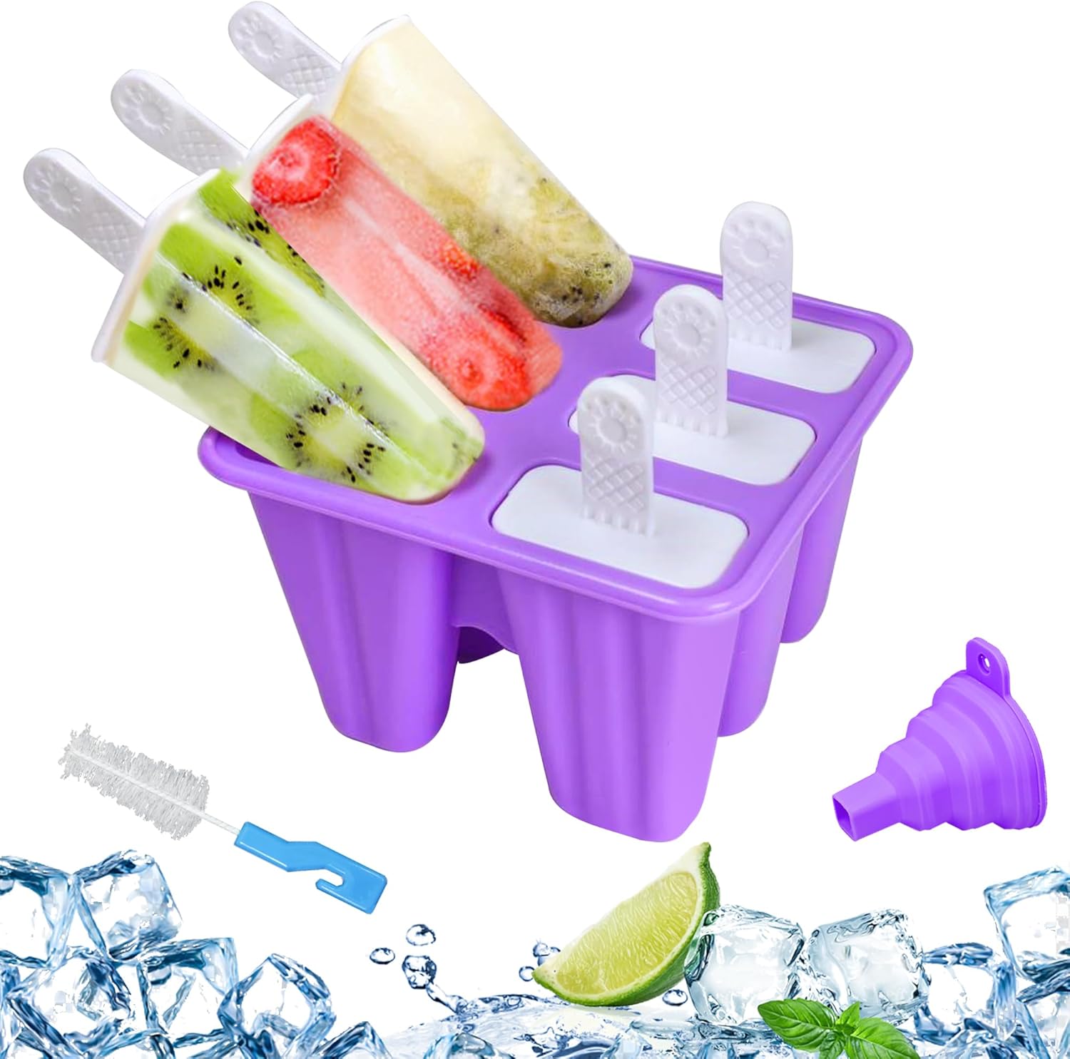 DIY 6-Cavity Ice Pop Mold Set - Purple Fun!