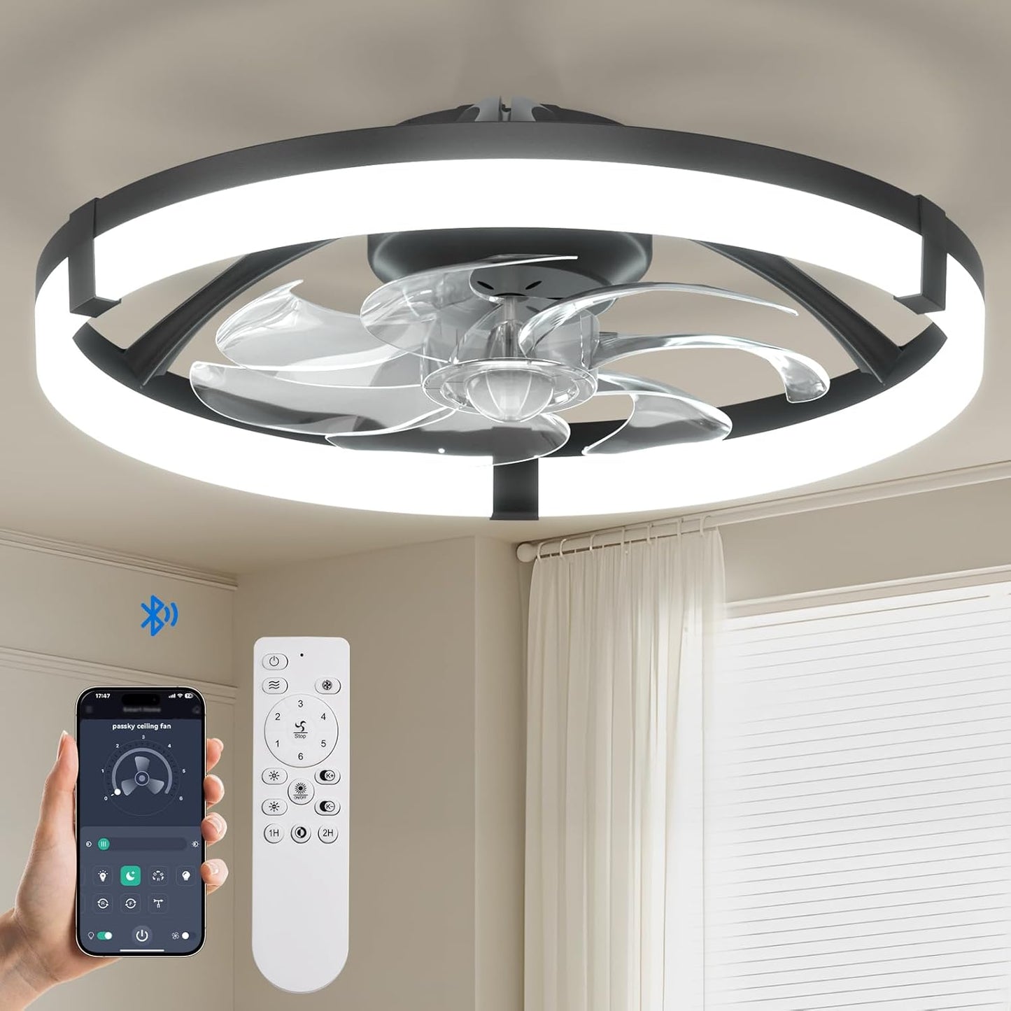 20 Low Profile Ceiling Fan with Lights and Remote Control Options