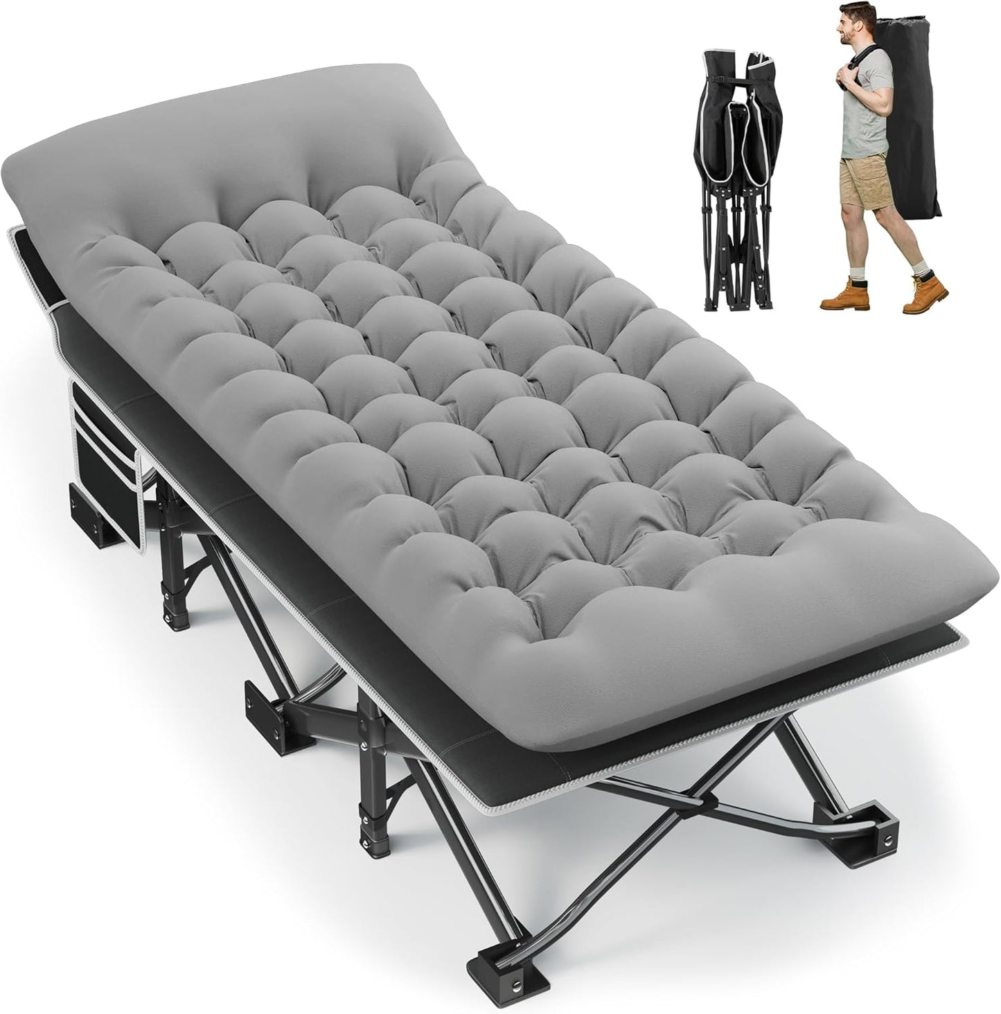 Portable Camping Cot with Thick Mattress for Ultimate Comfort