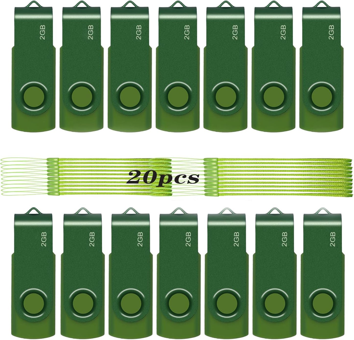 20PCS 2GB USB Flash Drive with Lanyards for Easy Storage