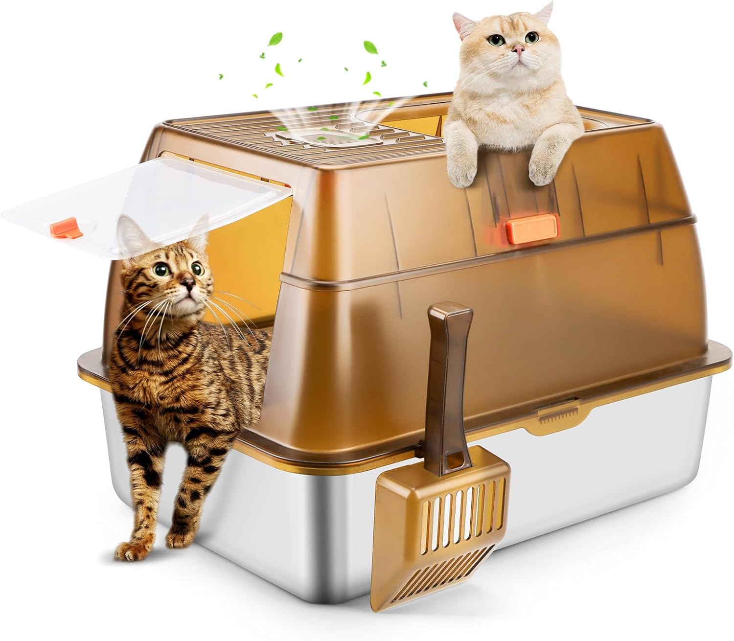 Stainless Steel Cat Litter Box with Lid for Extra Large Cats