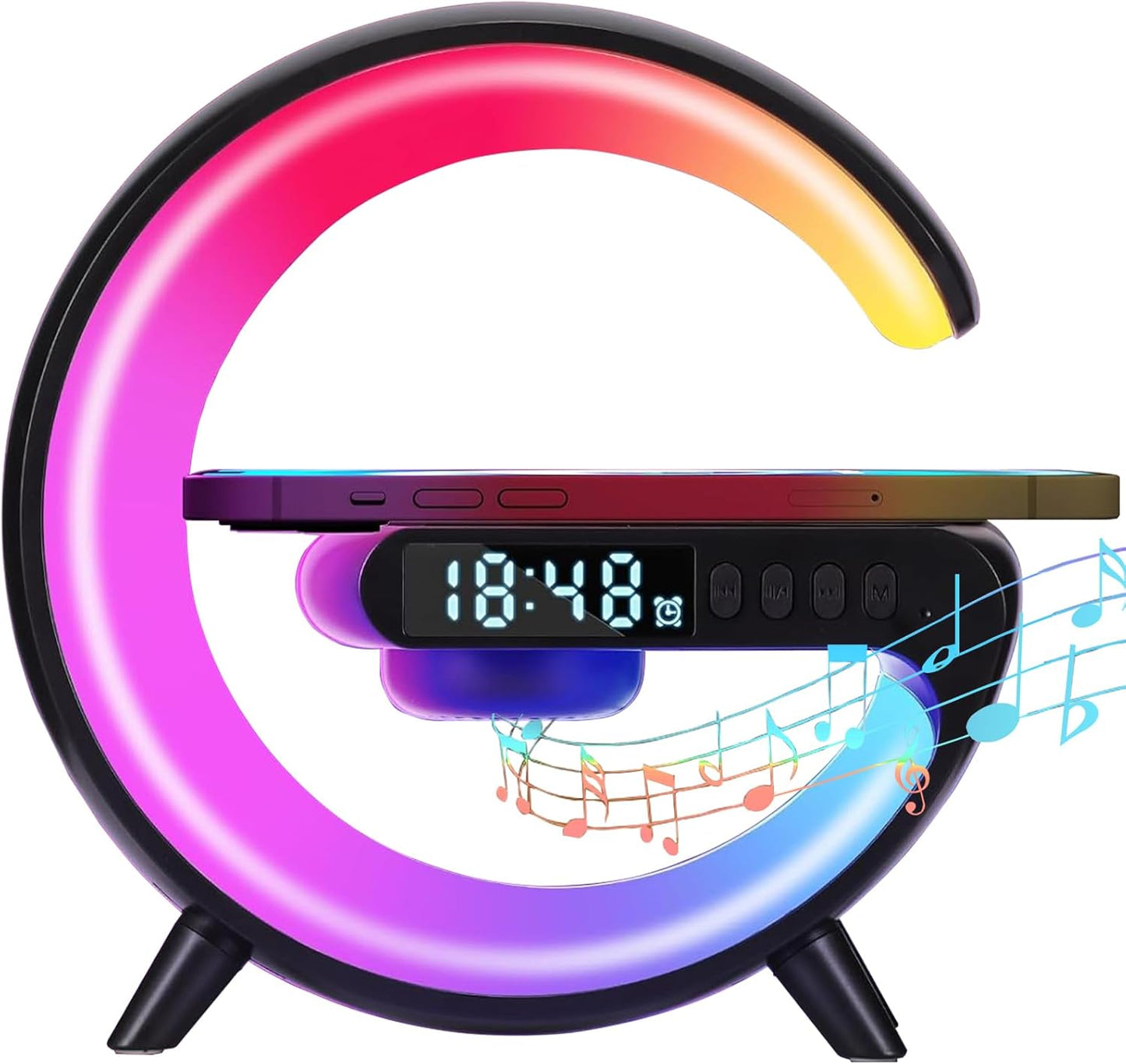 3-in-1 Smart LED Lamp - Wireless Charger, Speaker, Alarm Clock