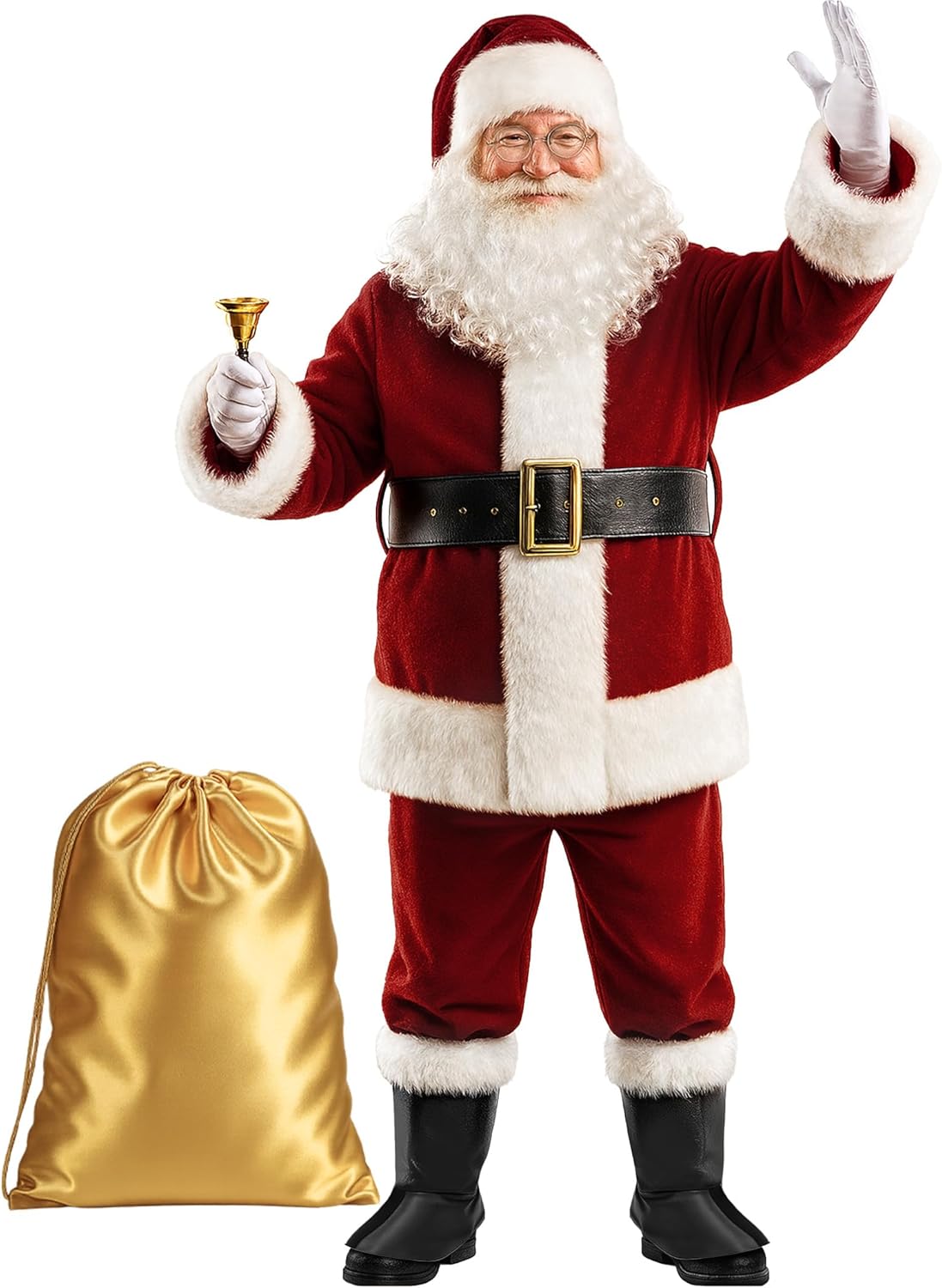 Deluxe Santa Claus Costume for Men - 11 Pcs Velvet Outfit