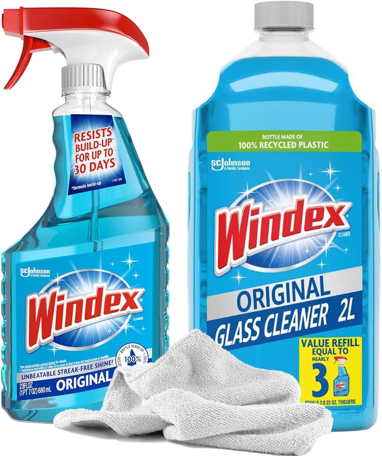 Original Window & Glass Cleaners with Refill and Towel Set