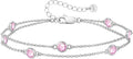Birthstone Link Charm Bracelet Double Strand - Elegant Gift for Her