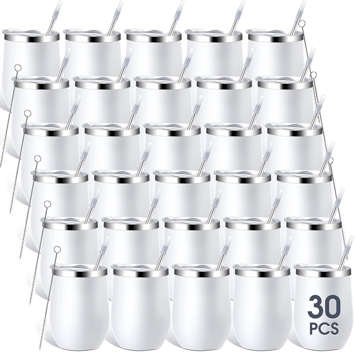30 Pieces 12 oz Stainless Steel Wine Tumblers for Every Occasion