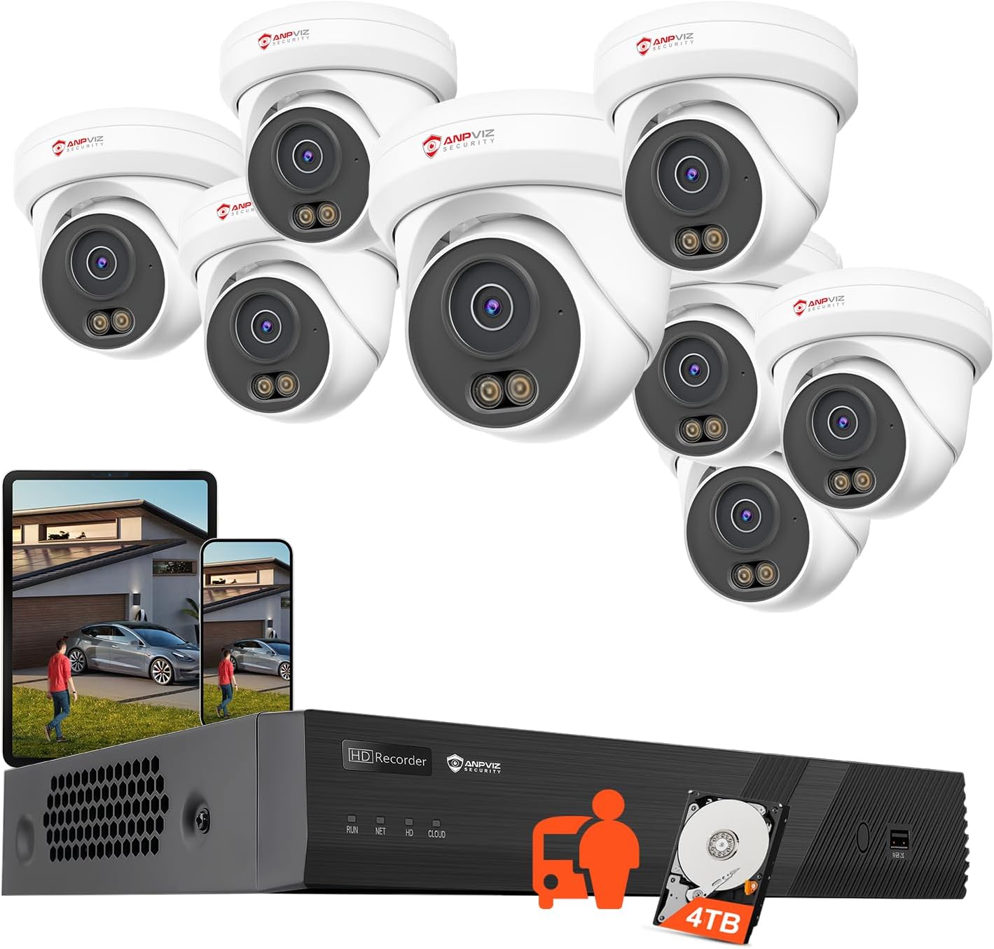 16 Channel NVR PoE Security Camera System with 8PCS 6MP Cameras