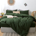 Super Queen Forest Green Washed Cotton Duvet Cover Set - Soft Resort
