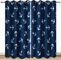 Nautical Anchor Blackout Curtains 52x84 in - Ocean Beach Theme