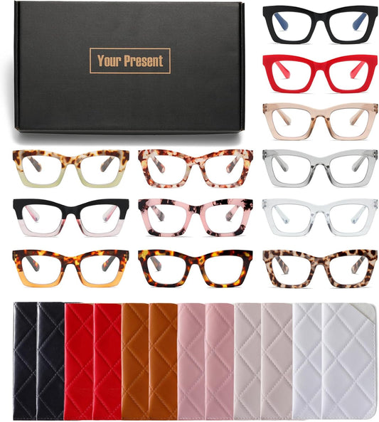 Stylish Oversized Square Reading Glasses with Blue Light Blocking