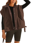 Womens Sherpa Fleece Vest Oversized Sleeveless Jacket - Cozy Layer hem