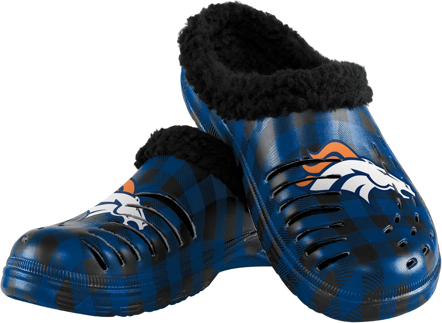 FOCO Men's NFL Team Logo Sherpa Lined Buffalo Check Shoes