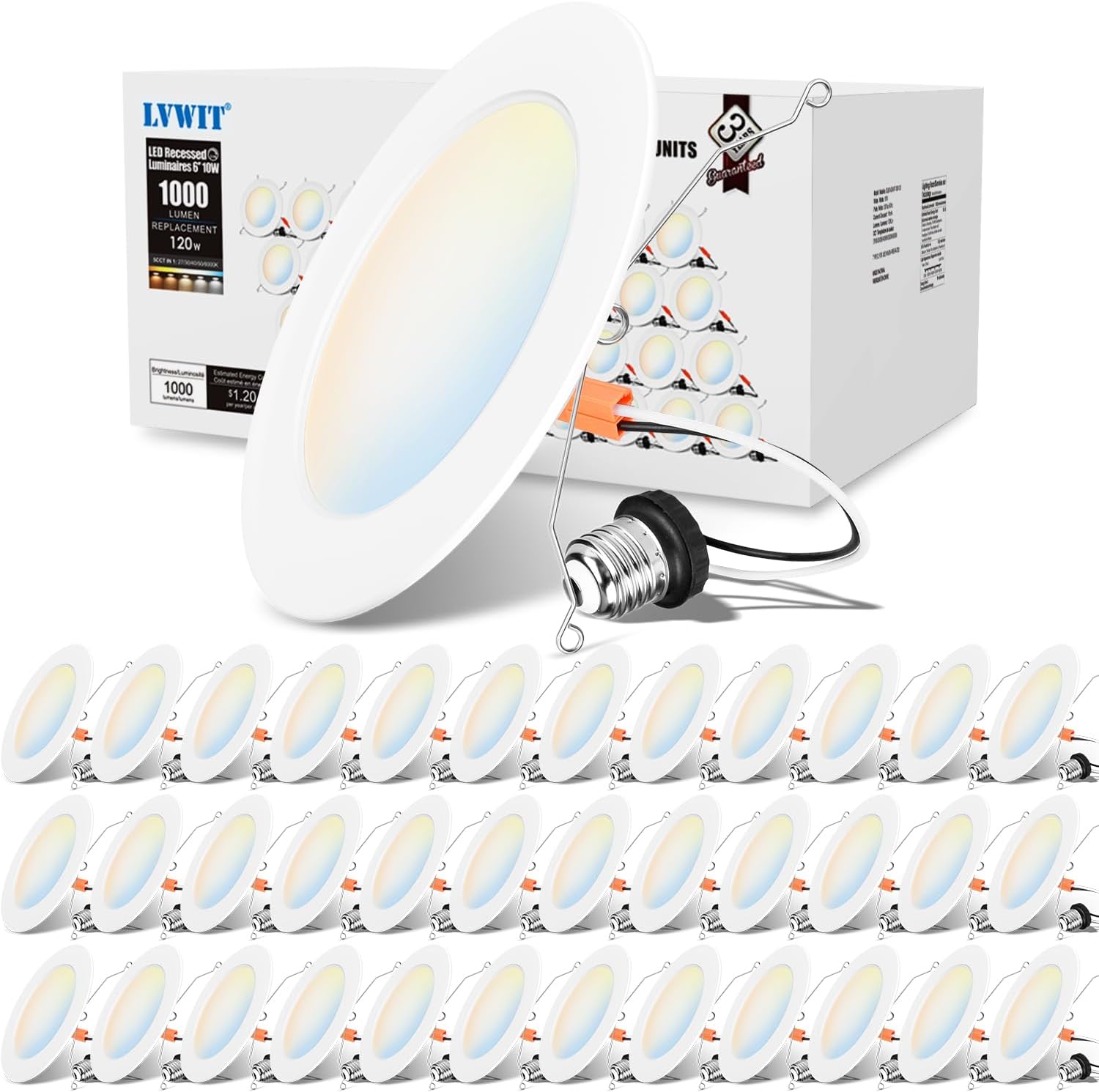 LVWIT 6 Inch Recessed Lights - Modern Dimmable LED Can Lights