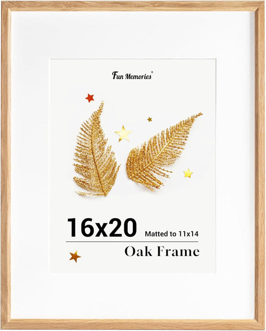 16x20 Solid Oak Wood Picture Frame for Modern Home Decor