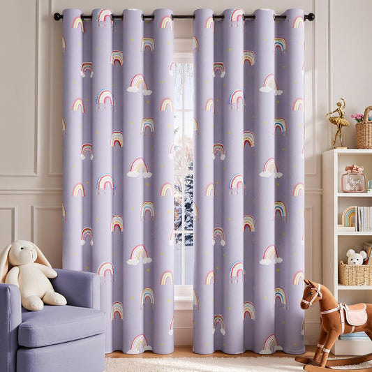 jinchan Nursery Blackout Curtains for Kids Room with Rainbow Design