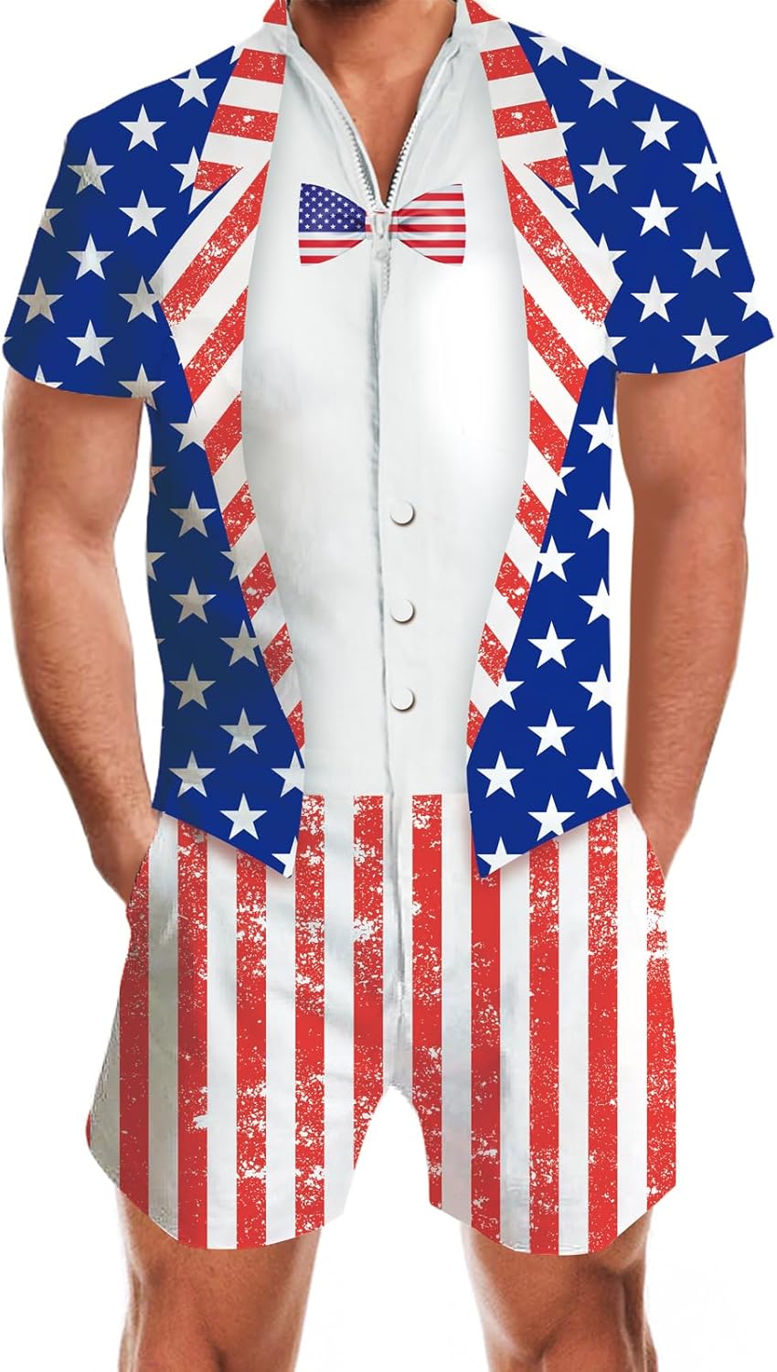 uideazone Men Romper 3D Printed Zipper Jumpsuit Review
