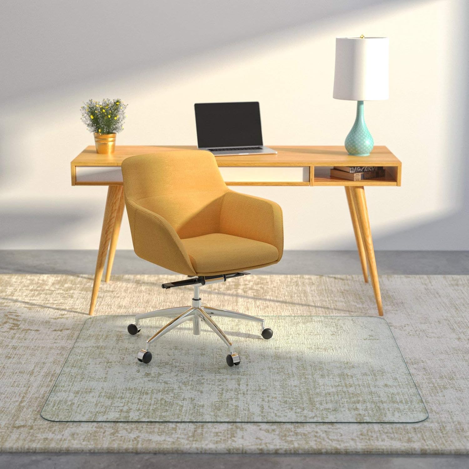 Vitrazza Glass Office Chair Mat for Carpet and Hardwood Floors