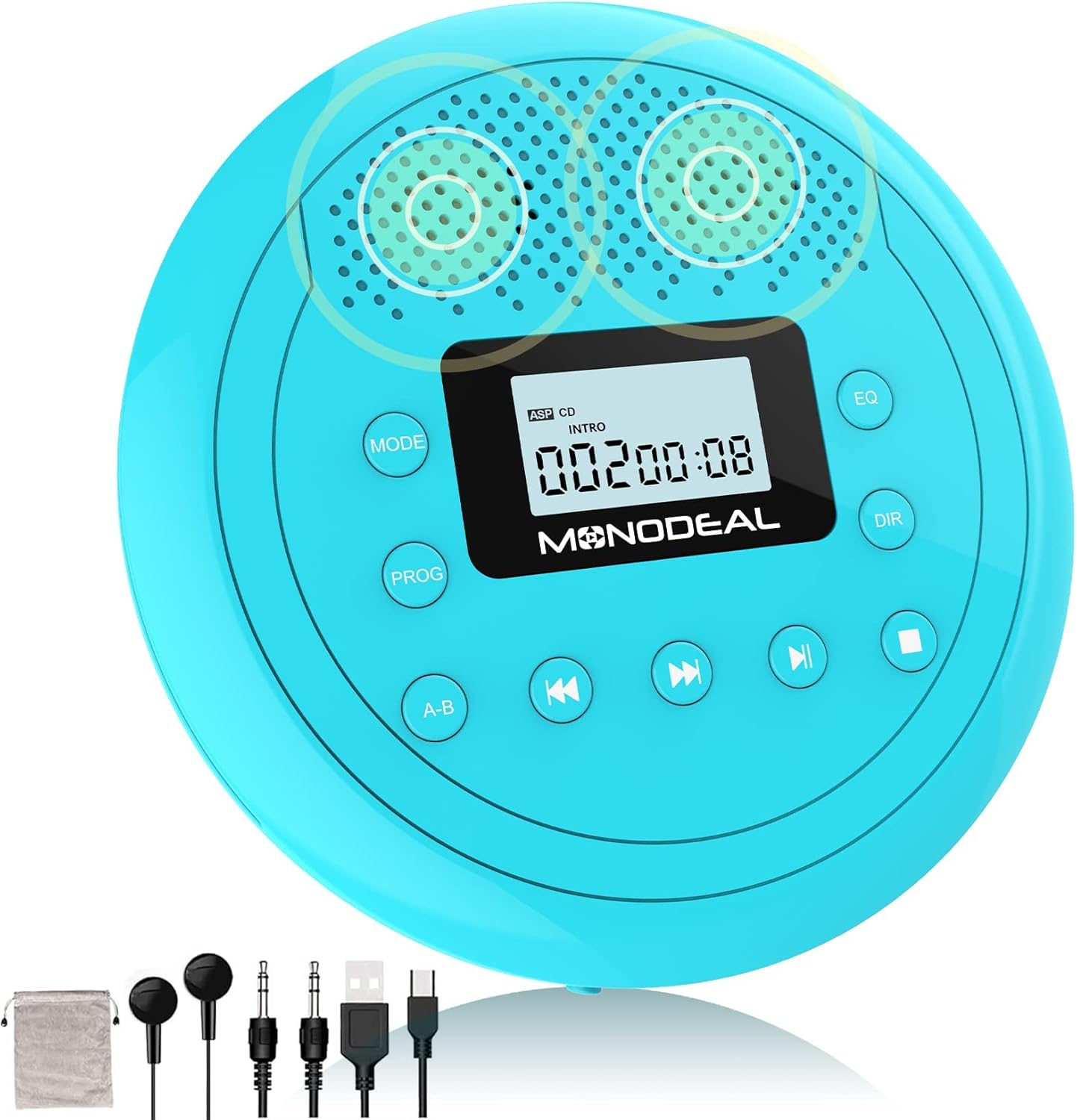 Portable CD Player with Rechargeable Battery for Home and Car