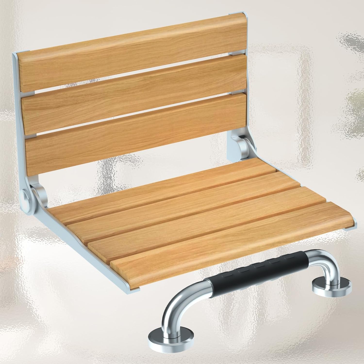 Fold Down Shower Bench with Grab Bar - Supportive & Stylish