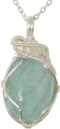 Aquamarine Birthstone Crystal Necklace 24in Silver Plated - Reversible