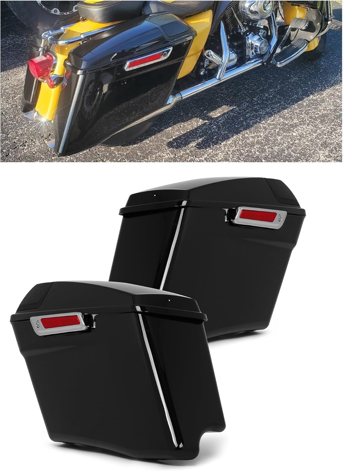 ECOTRIC 5in Stretched Hard Saddlebags for Harley Touring Models