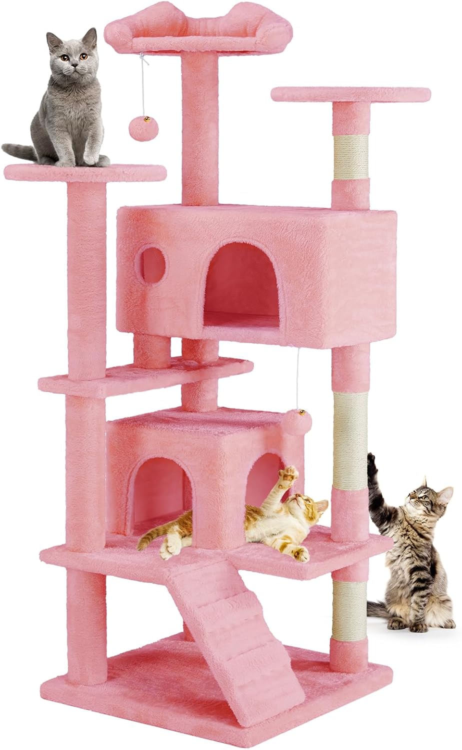DUMOS 54-inch Indoor Cat Tree Tower for Large Cats with Toys