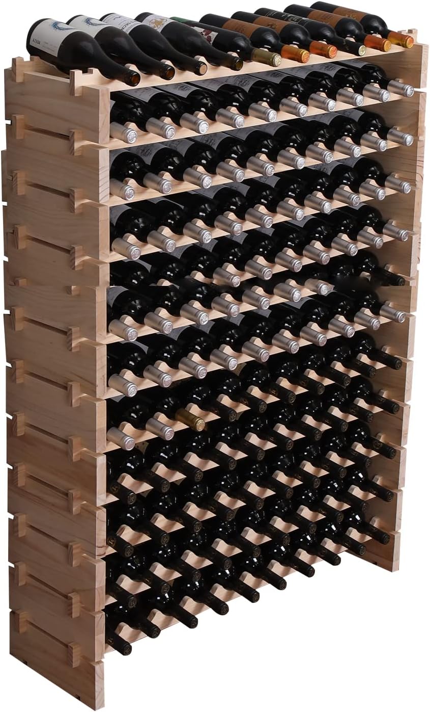 Wine Rack Cabinet Freestanding Wooden Storage for 120 Bottles