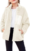 Girls Fleece Jacket Sherpa Full Zip Fuzzy Coat - Warm Everyday Layer