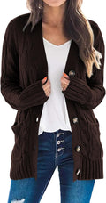 PRETTYGARDEN Women's Open Front Cable Knit Cardigan - Cozy Fall Staple
