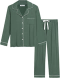 Women's Bamboo Viscose Pajama Set - Cooling Long Sleeve Sleepwear Sets