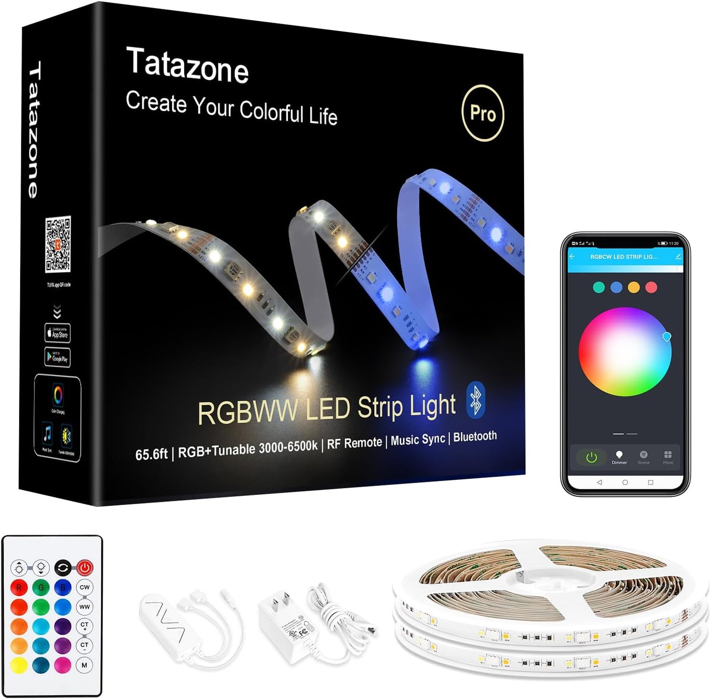 RGBWW Bluetooth LED Strip Lights for Vibrant Indoor Lighting