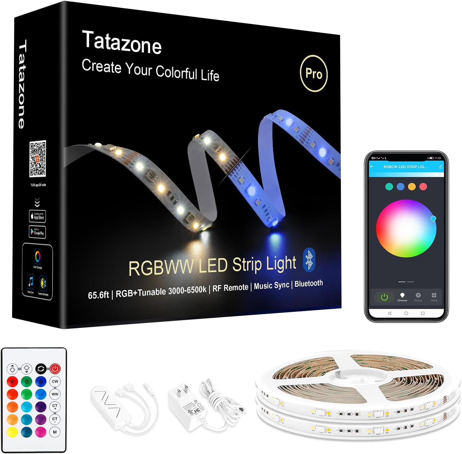RGBWW Bluetooth LED Strip Lights for Vibrant Indoor Lighting